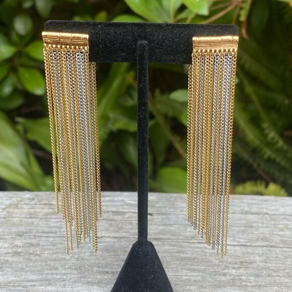 Women's Demarson Naya Gold and Silver Chain Fringe/Tassel Earrings Boho - Picture 5 of 10